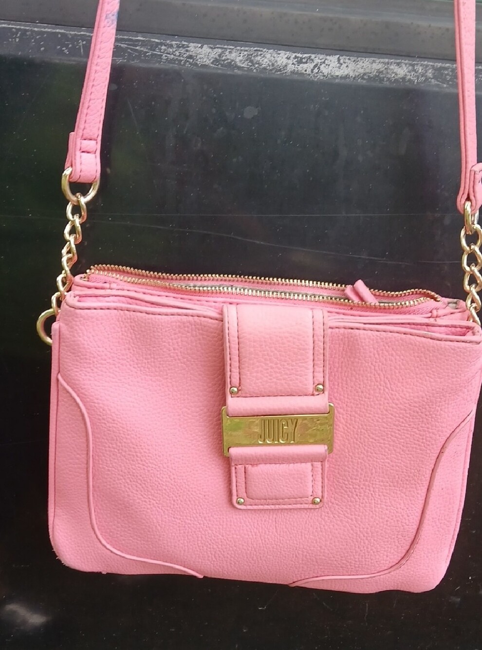 Juicy Couture Pink Pebbled Leather Crossbody with Gold Hardware